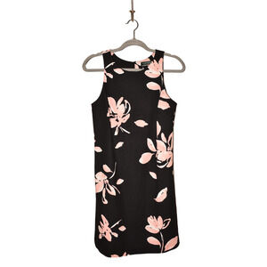 LAUREN RALPH LAUREN $129 Sleeveless Stretch Shift Dress Black Pink Floral Size 4